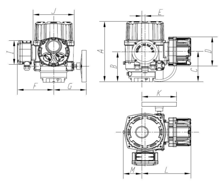 Габаритный чертеж привода серии BJ05~100-IIC/BJM05~100-IIC